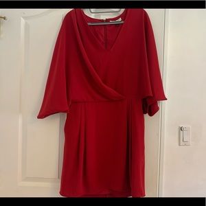 HALSTON Red Short Draped dress. Never worn NWOT!